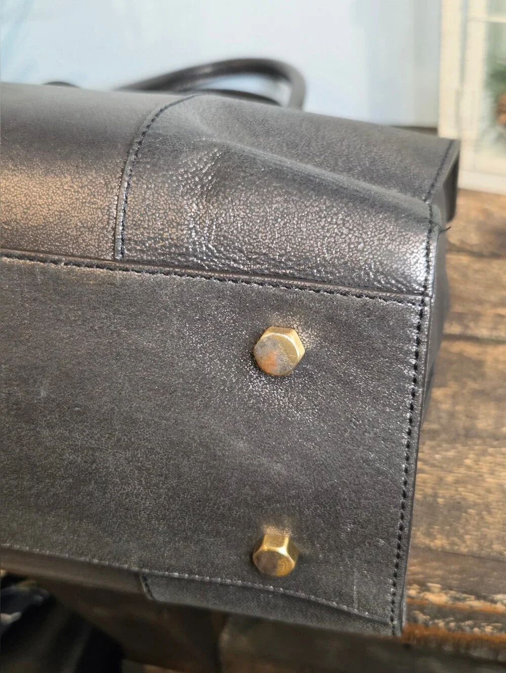 Rebecca Minkoff Medium MAB Tote Metallic Pewter Gunmetal Leather Bag